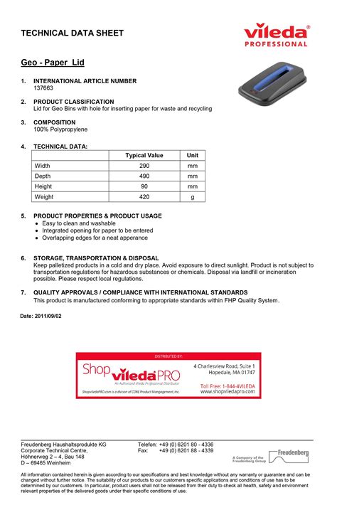 TECHNICAL DATA SHEET .